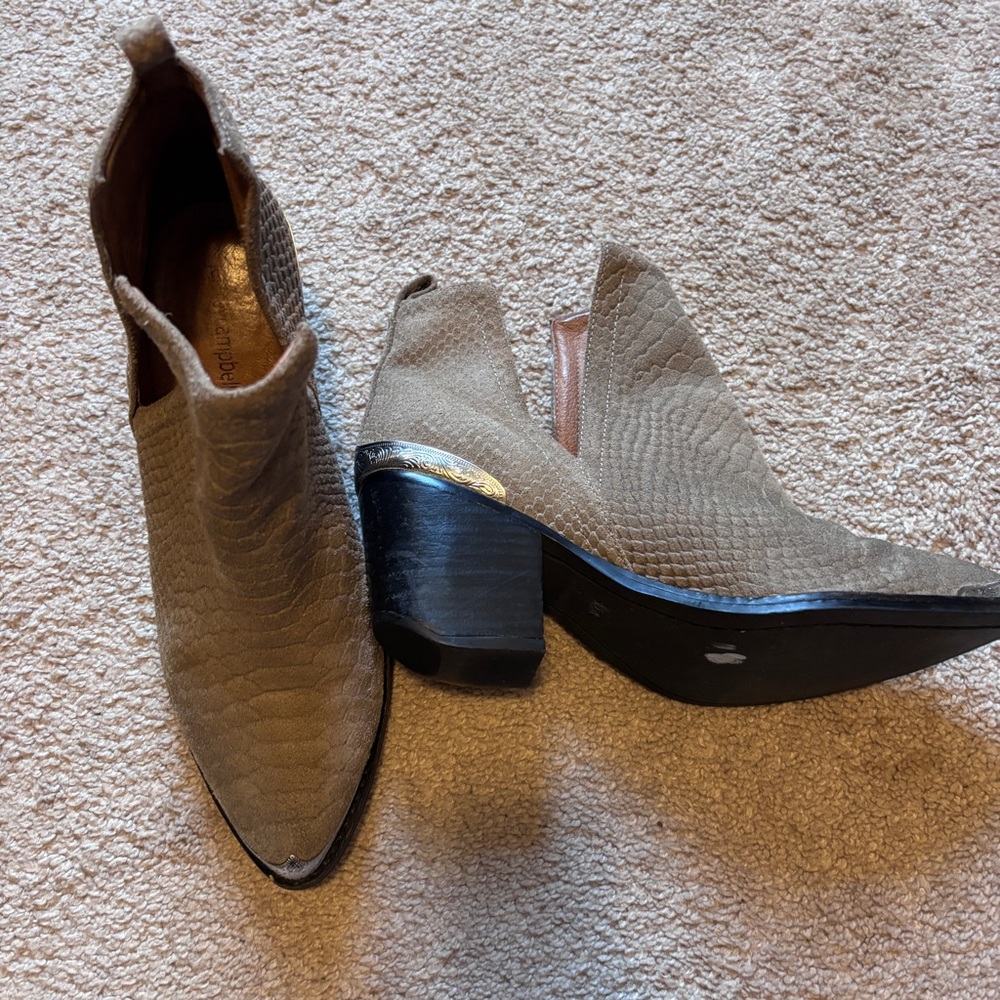 Jeffrey Campbell Cromwell Taupe Textured Ankle Booties